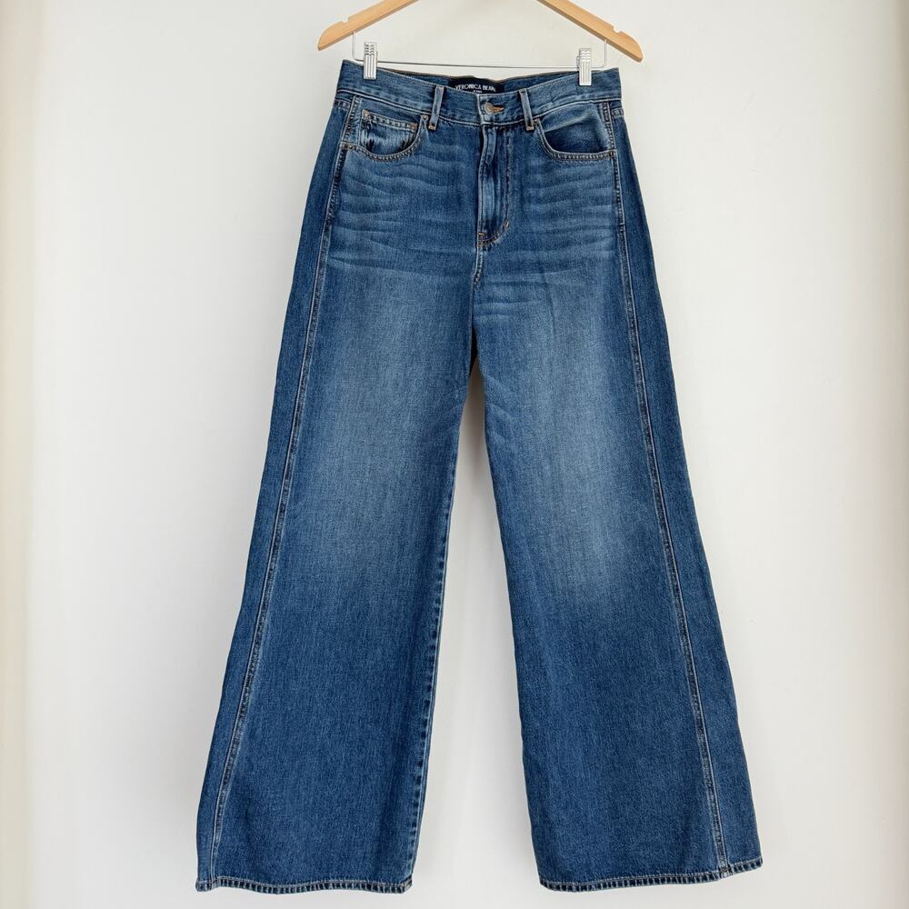 Veronica Beard Jeans Womens 27x32 Kasey Wide Leg Mid Rise City Stroll USA Made - Picture 1 of 13